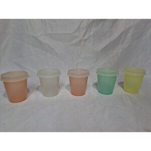 Tupperware Lot Of 5 Vintage MIDGETS 2oz Storage Containers / Shot Glasses